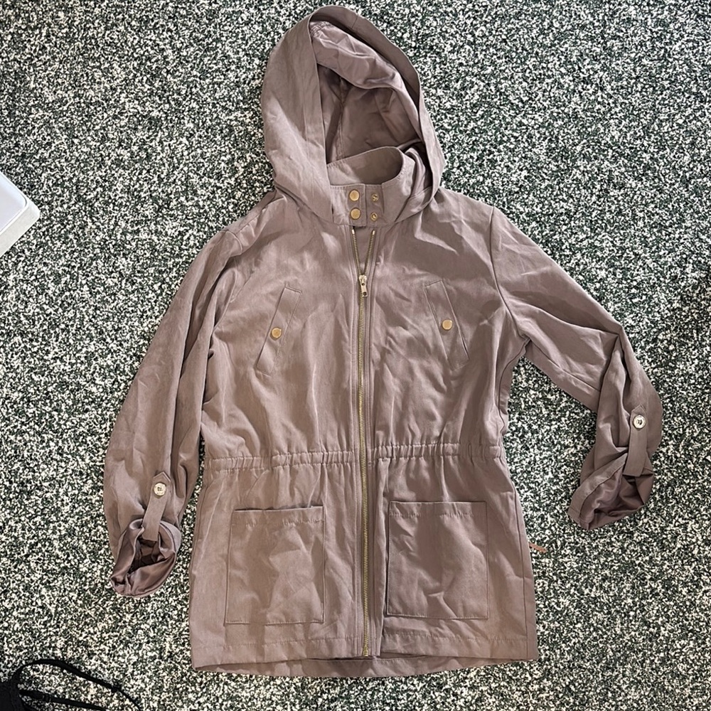 Sweet Wanderer Tan Utility Jacket with Hood
